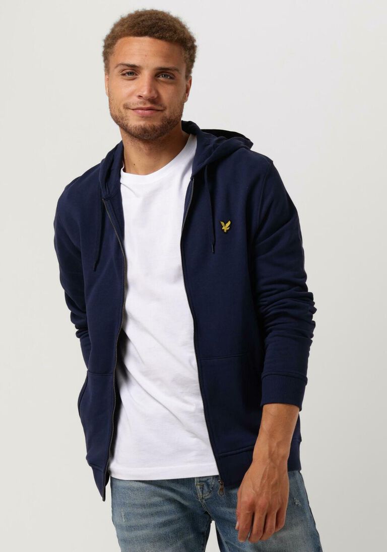 LYLE & SCOTT donkerblauwe lyle & scott trui zip through hoodie