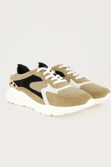 Leder-Sneaker, Colormix, Fersen-Print, Weite H