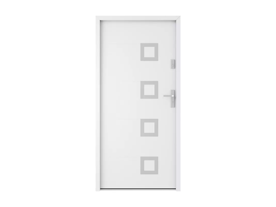 Porte d'entrée en acier pleine et inox H207 x L100 cm blanc - poussant gauche - TIFANA