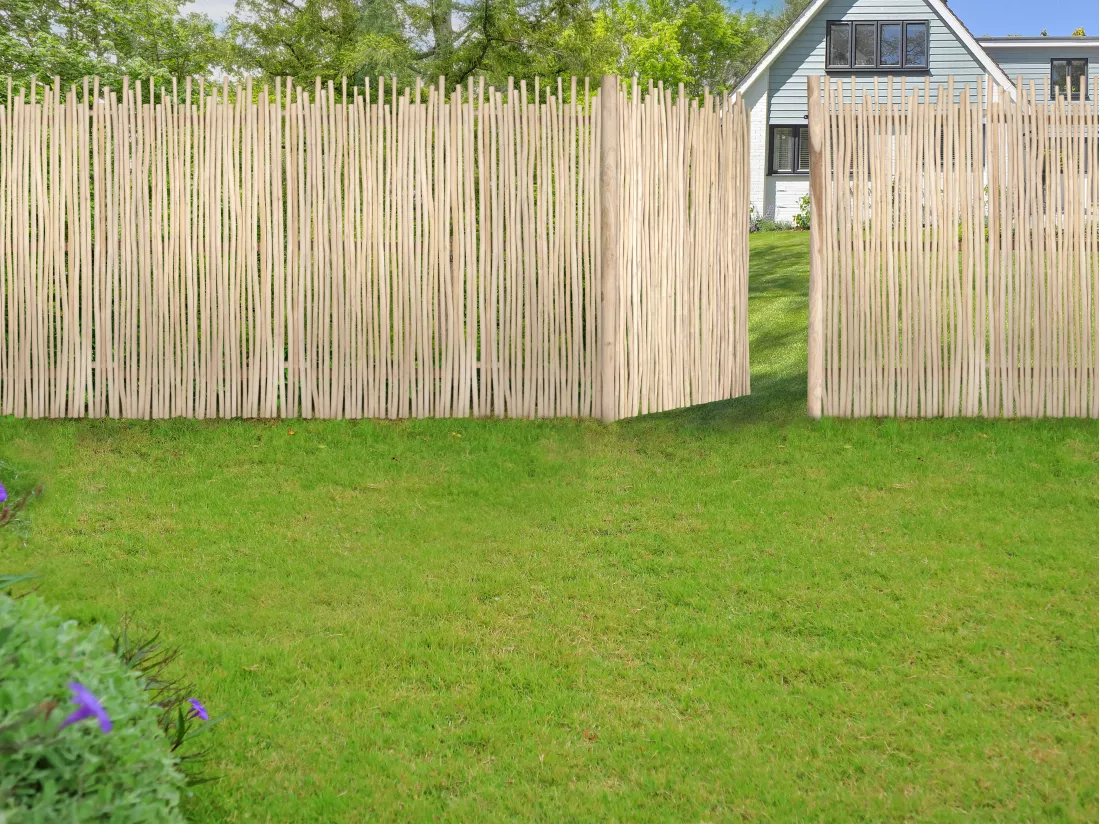 Portillon en bois de teck - L117 x H180 cm colori naturel clair - EDANA