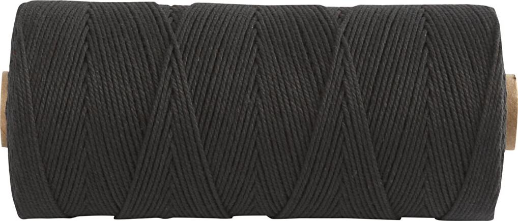 Knyttegarn - Tykkelse 1 MM - L 315 M - Tynd Kvalitet 12/12 - Sort - 220 G