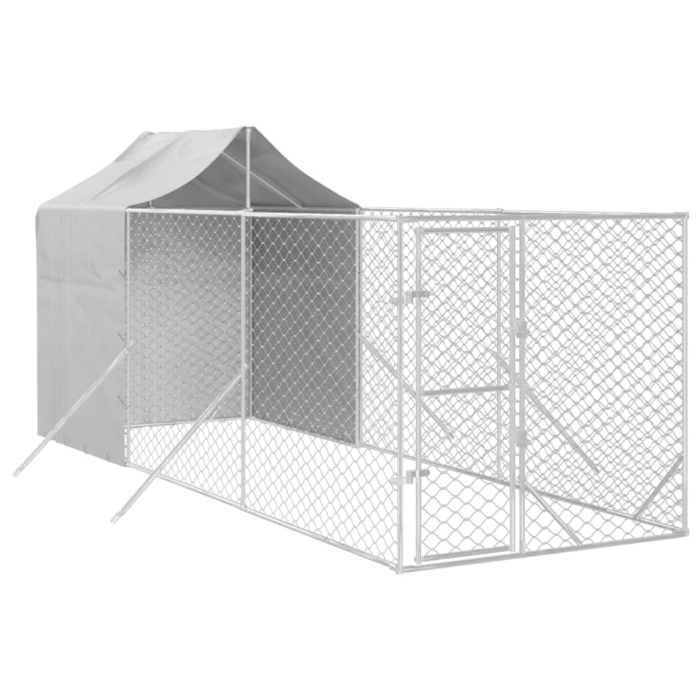 Chenil d'extérieur pour chiens avec toit argenté 2x6x2,5 m