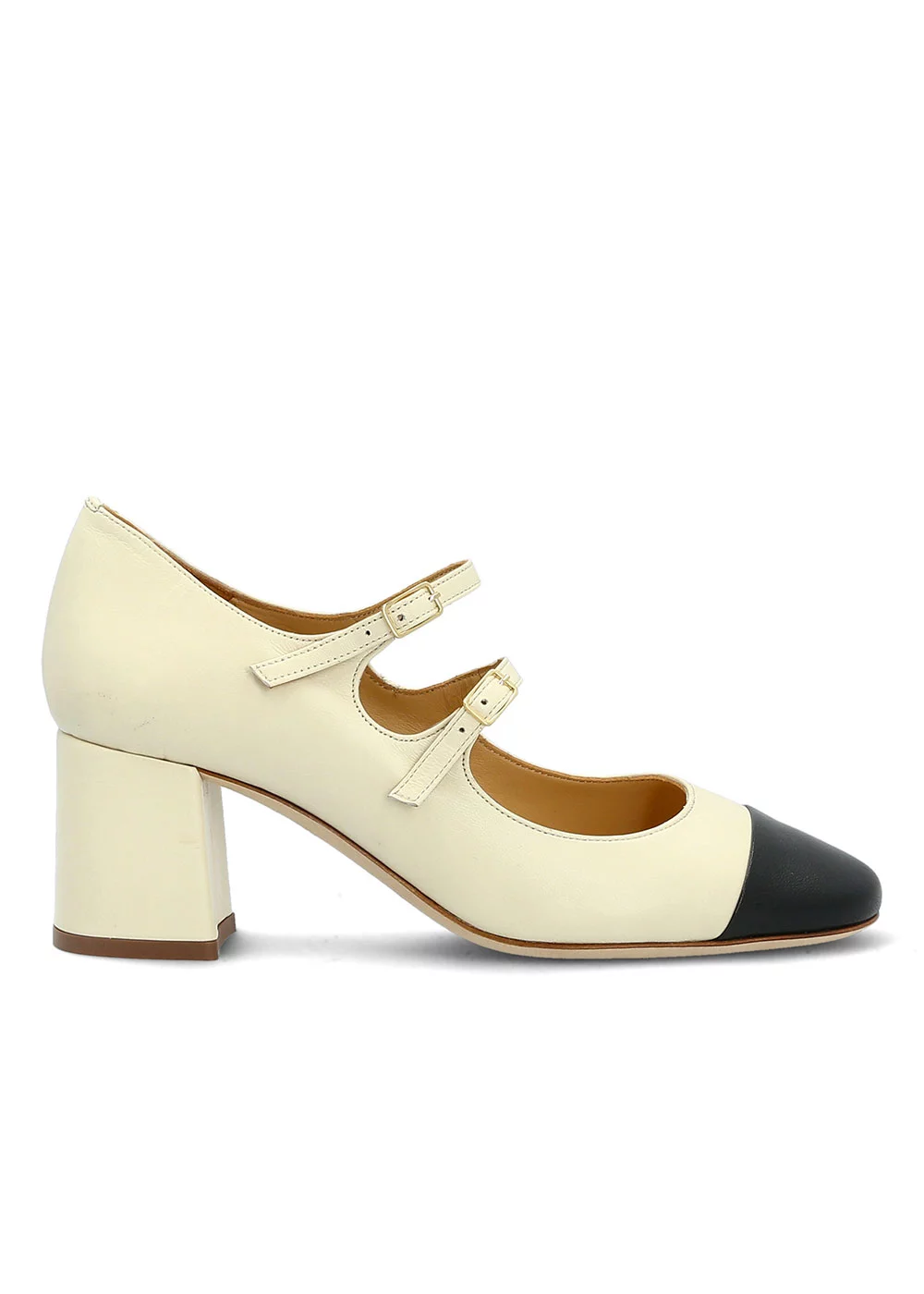 BABIES SALARNIER CUIR BEIGE ET POINTE VERNIS NOIRE