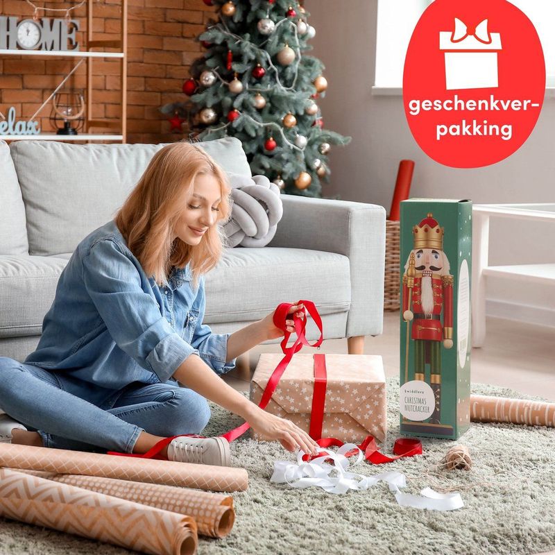 THE TWIDDLERS - XL Houten Kerst Notenkraker Soldaat - Groot 50cm - Traditionele Kerstdecoratie