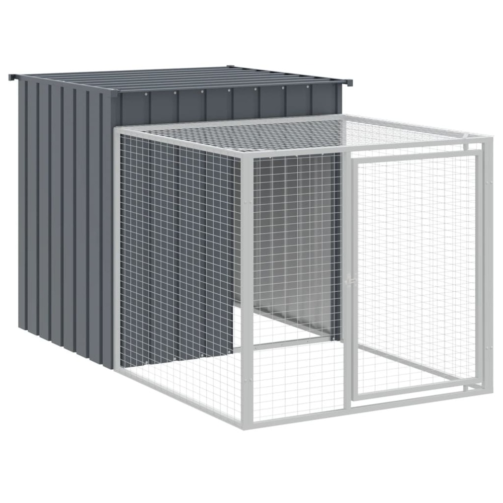 Poulailler avec cour anthracite 110x1017x110 cm acier galvanisé