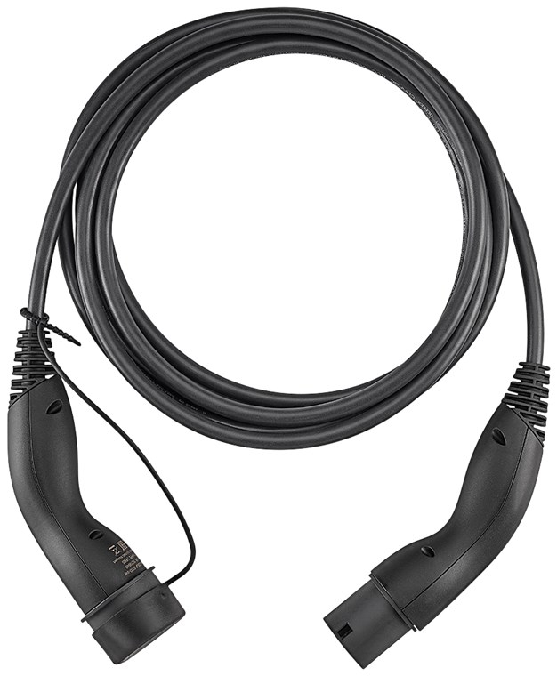 (5m) 22kW/32A Elektroauto Ladekabel 3-phasiges Stromkabel für Hybrid- / E-Autos mit Typ 2 Anschluss (5555934003) - Schwarz