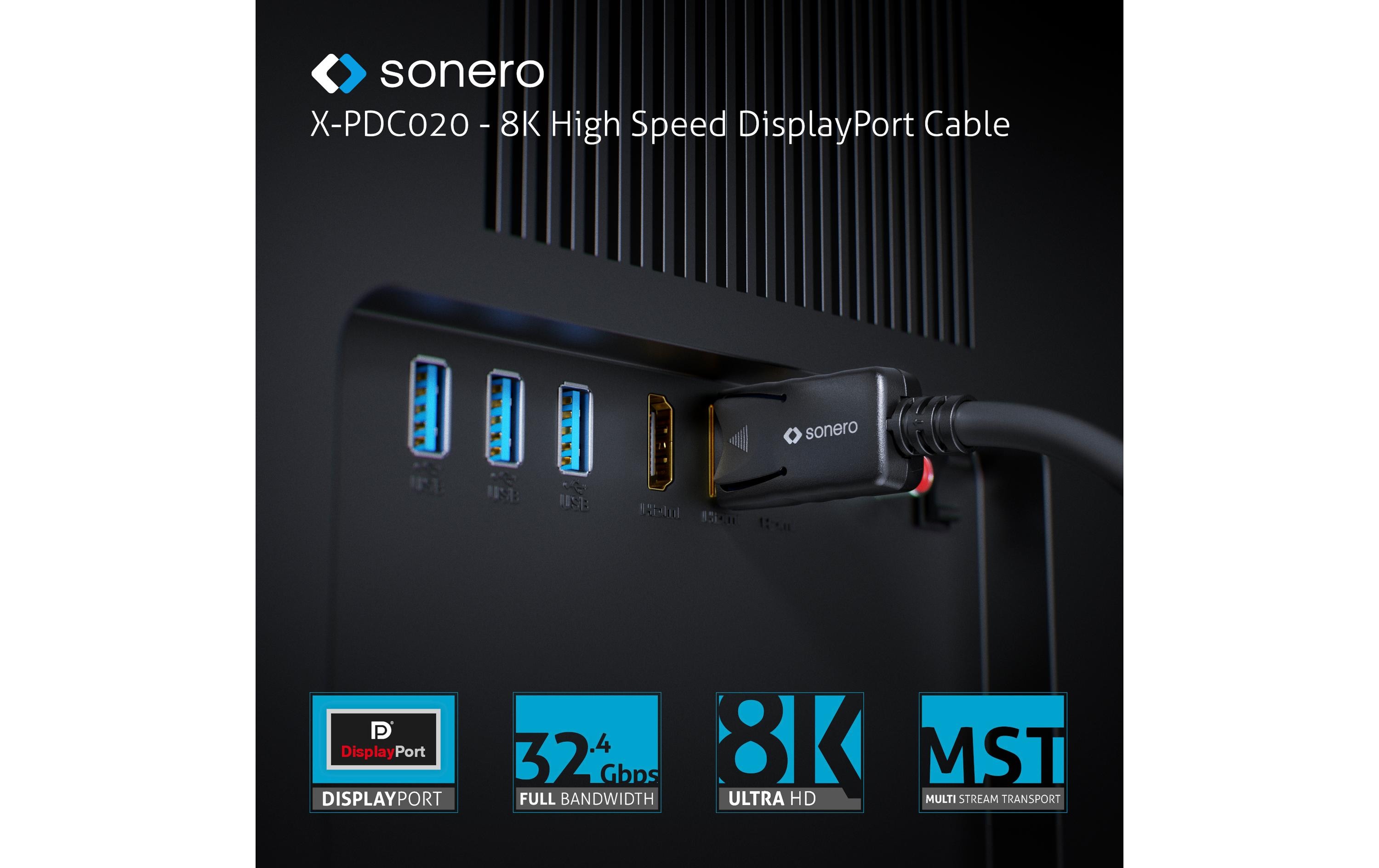 Kabel 8K Displayport 1.4 Stecker  Stecker, 8K/60Hz, 1 m8K High Speed DisplayPort Kabel
