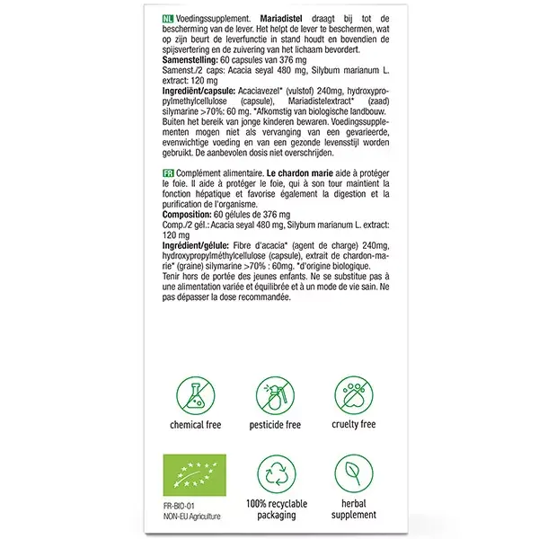 Purasana Cardo Mariano 300mg Orgânico 120 cápsulas