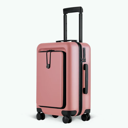 Valise rigide 4 roues HND Pochette unie rose