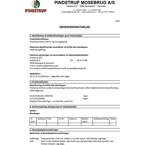 Pindstrup organisk gødning 2,5 liter