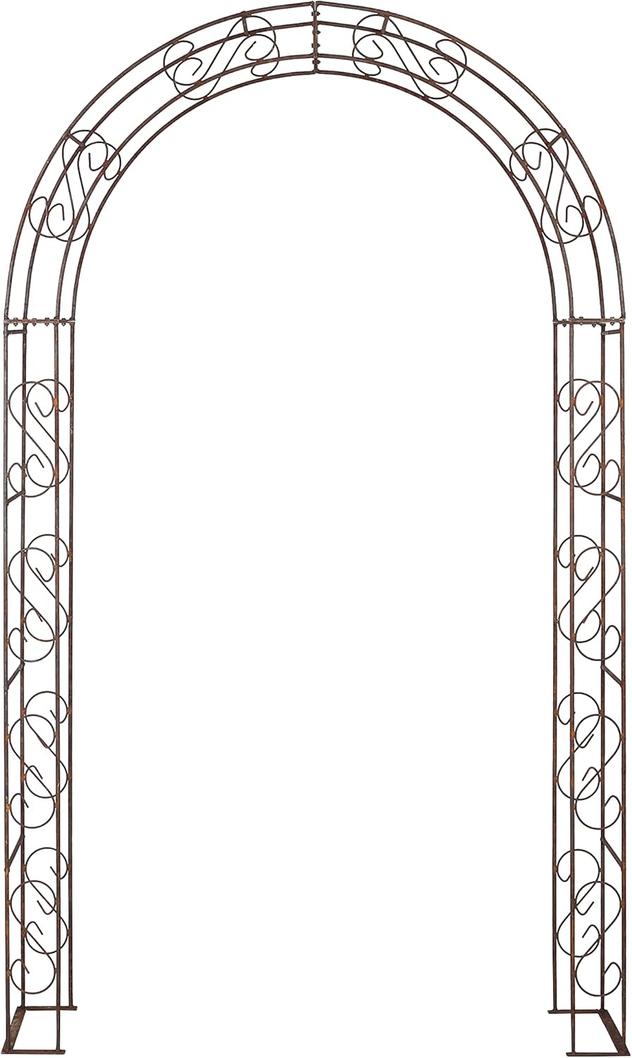 Hirsch Terracotta Rosenbogen Rund aus Metall stabil, Vollmaterial mit Edelrost, Rankgitter Breite 140cm Höhe 245cm Tiefe 40cm