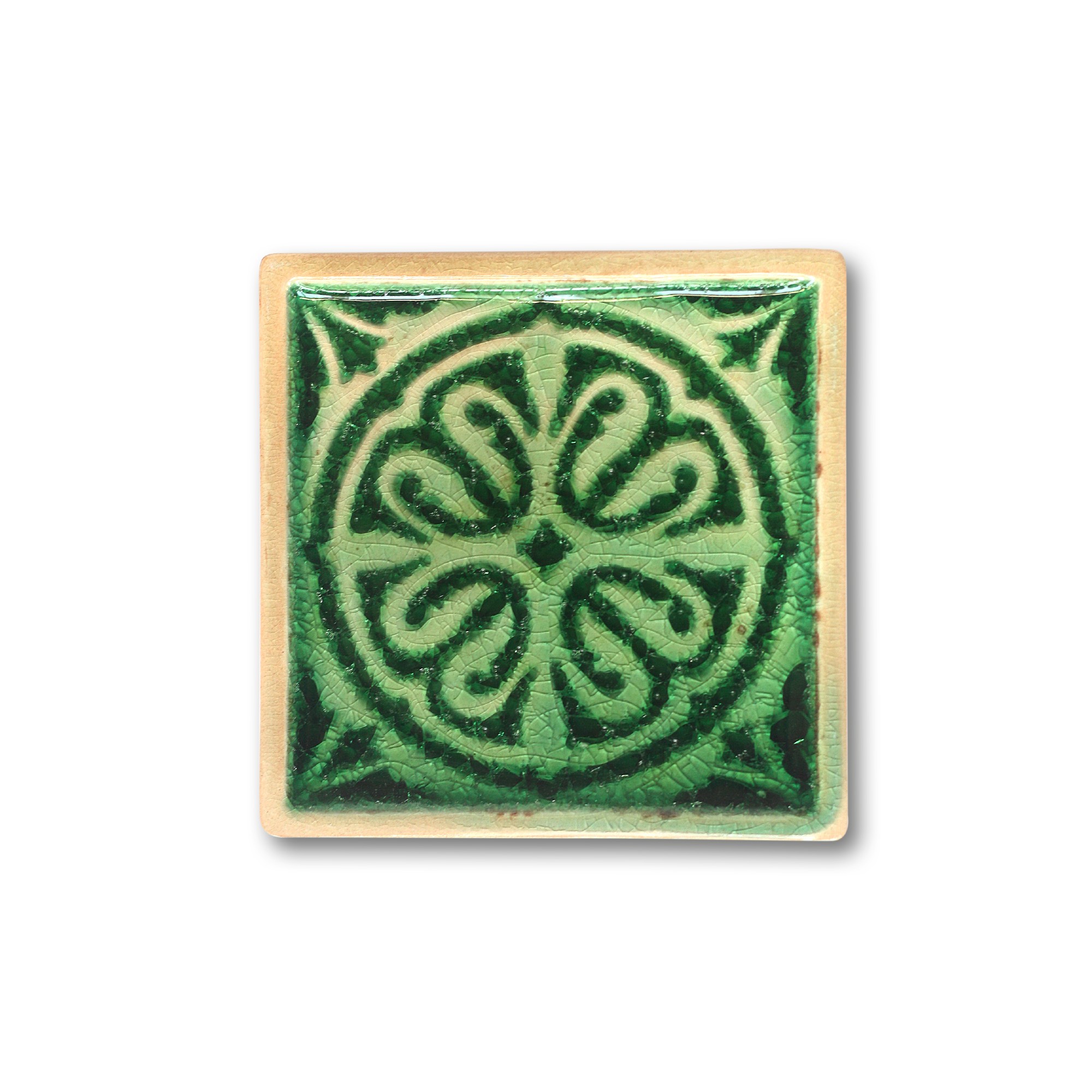 Steingutuntersetzer 'Ornament', grün, L 10 cm, B 10 cm, H 1 cm zu 5,00