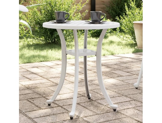 VIDAXL - Table d'appoint Table de jardin blanc ø48x53 cm aluminium coulé