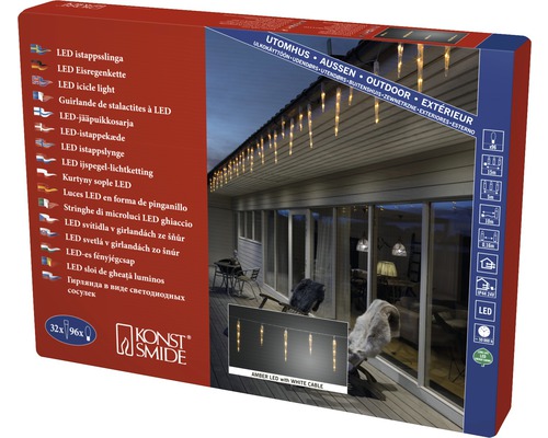 IJspegel lichtsnoer Konstsmide 32 ijspegels 96 LED's Amberkleurige lichtkleur