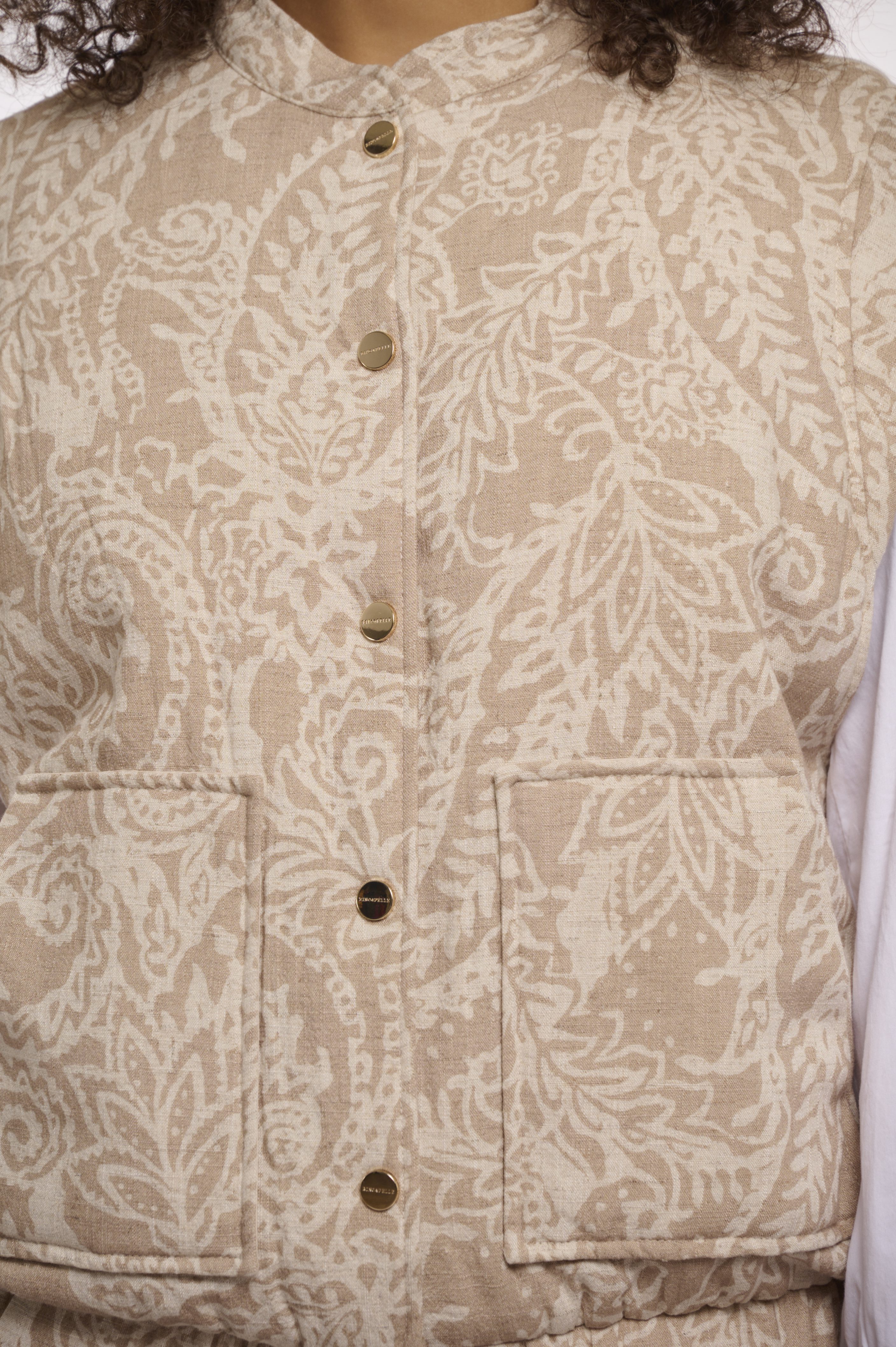 Rino & Pelle - Pile Padded Short Waistcoat - Birch/Desert Stencil