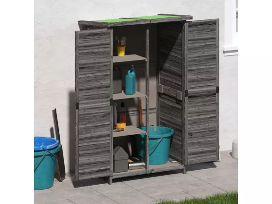 Abri à outils de jardin gris 83x57x140 cm bois massif pin