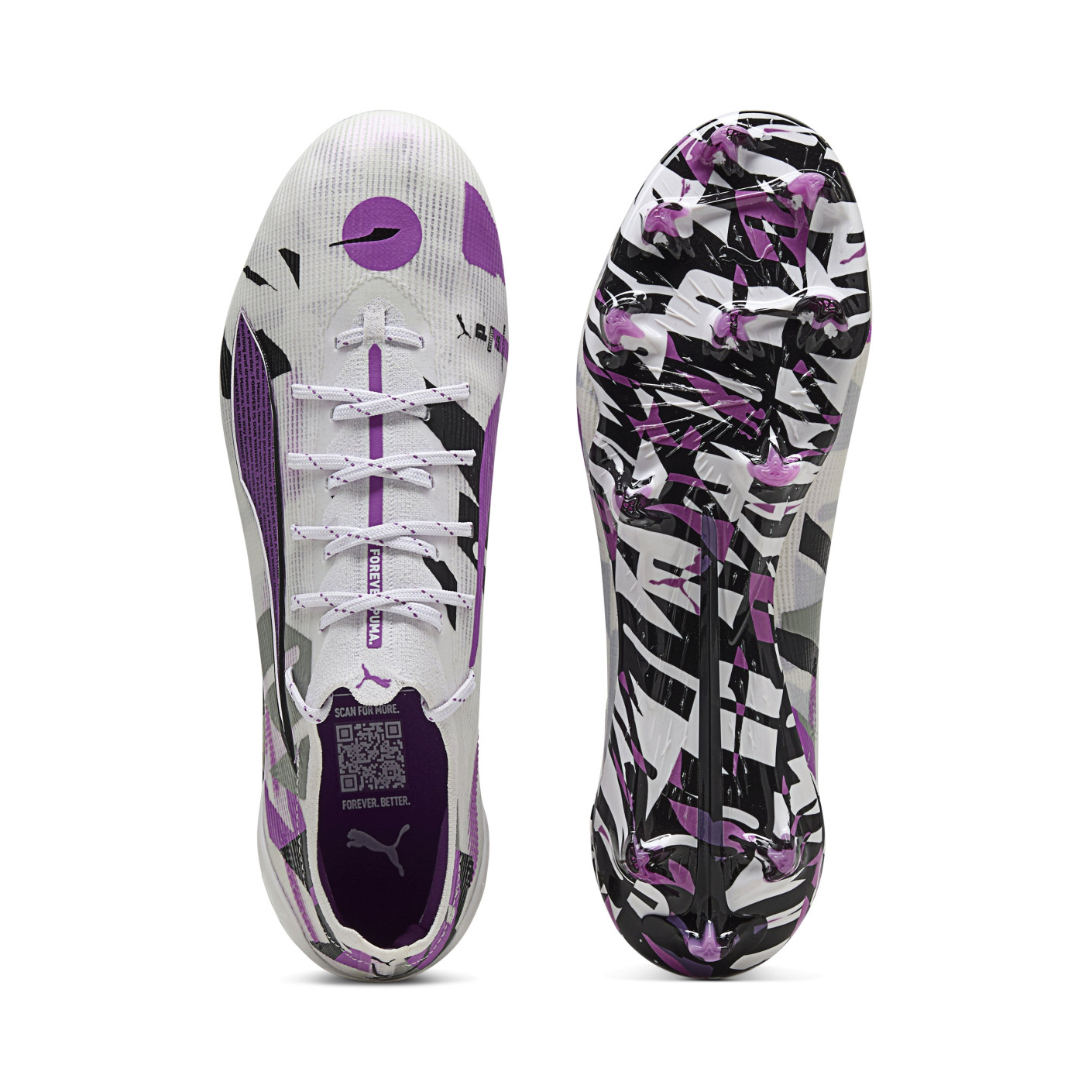 PUMA Ultra 5 Ultimate Forever Gras Voetbalschoenen (FG) Wit Paars Zwart
