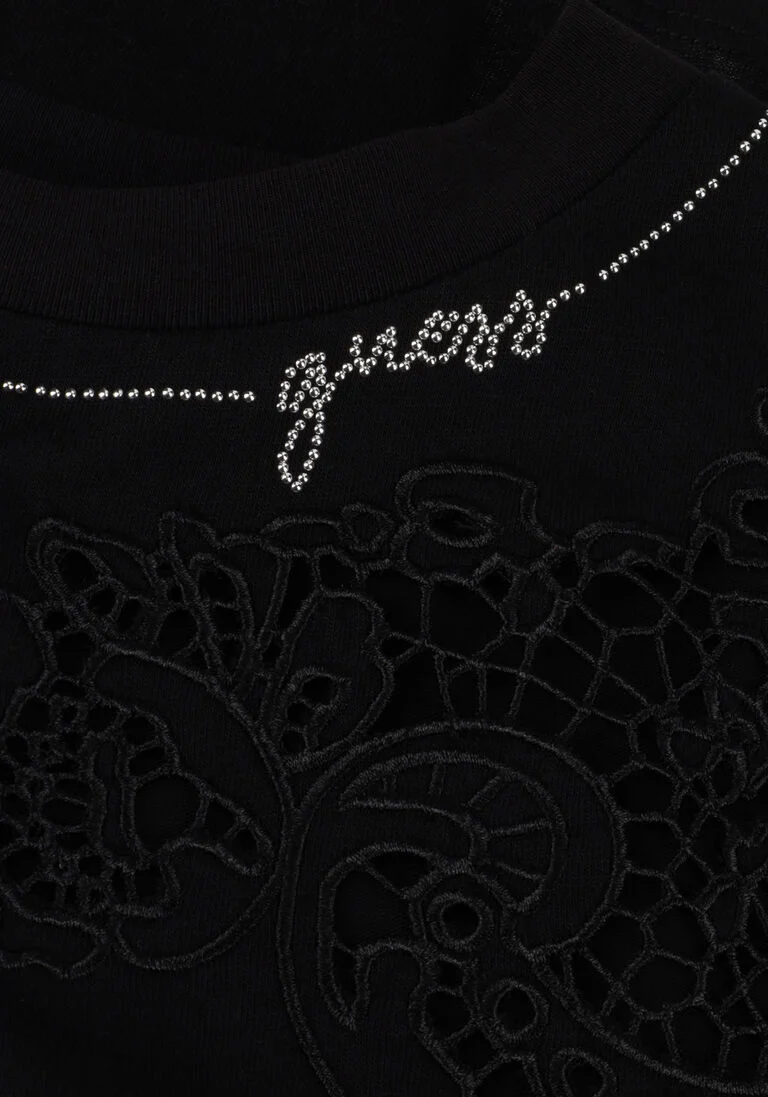 GUESS zwarte guess t-shirt ss cn ajour lace tee
