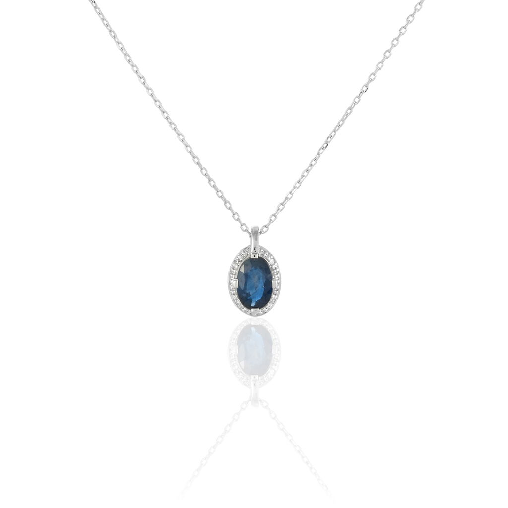 Collier Kriska Or Blanc Saphir Et Diamant