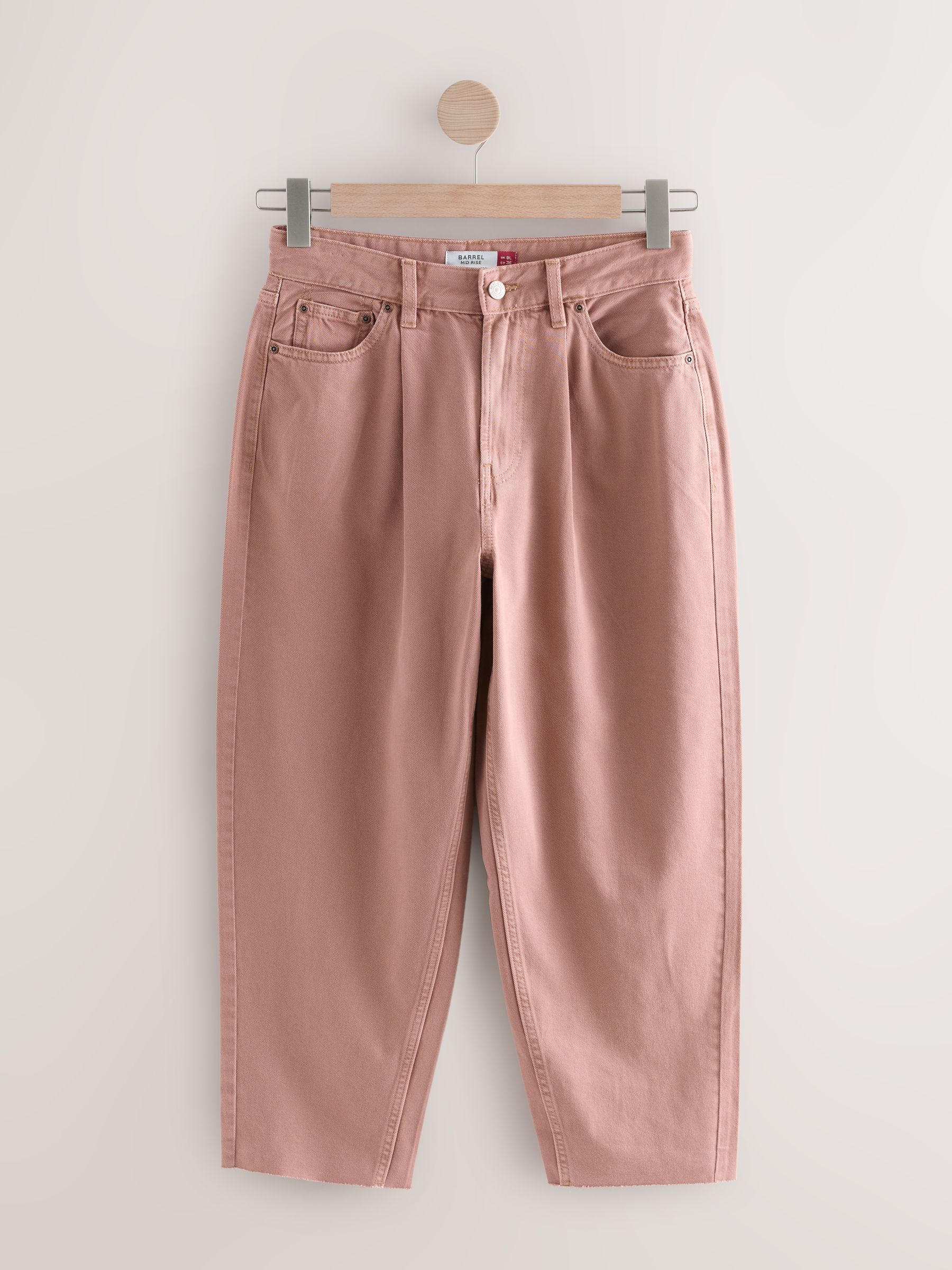 Framboosroze - Cropped Barrel jeans met ronde pijpen