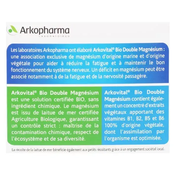 Arkopharma Arkomag Bio Magnésium Marin + Végétal 30 comprimés