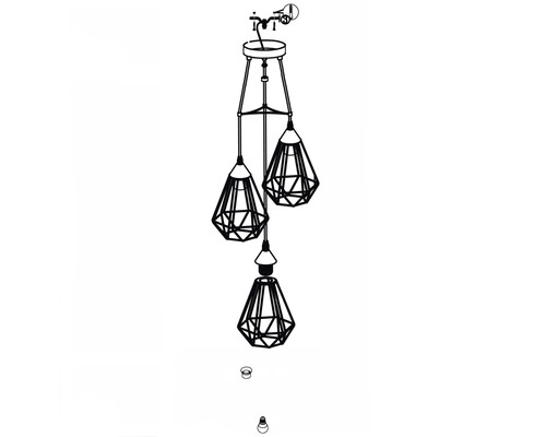 3-lamps hanglamp Ø 31 cm zwart