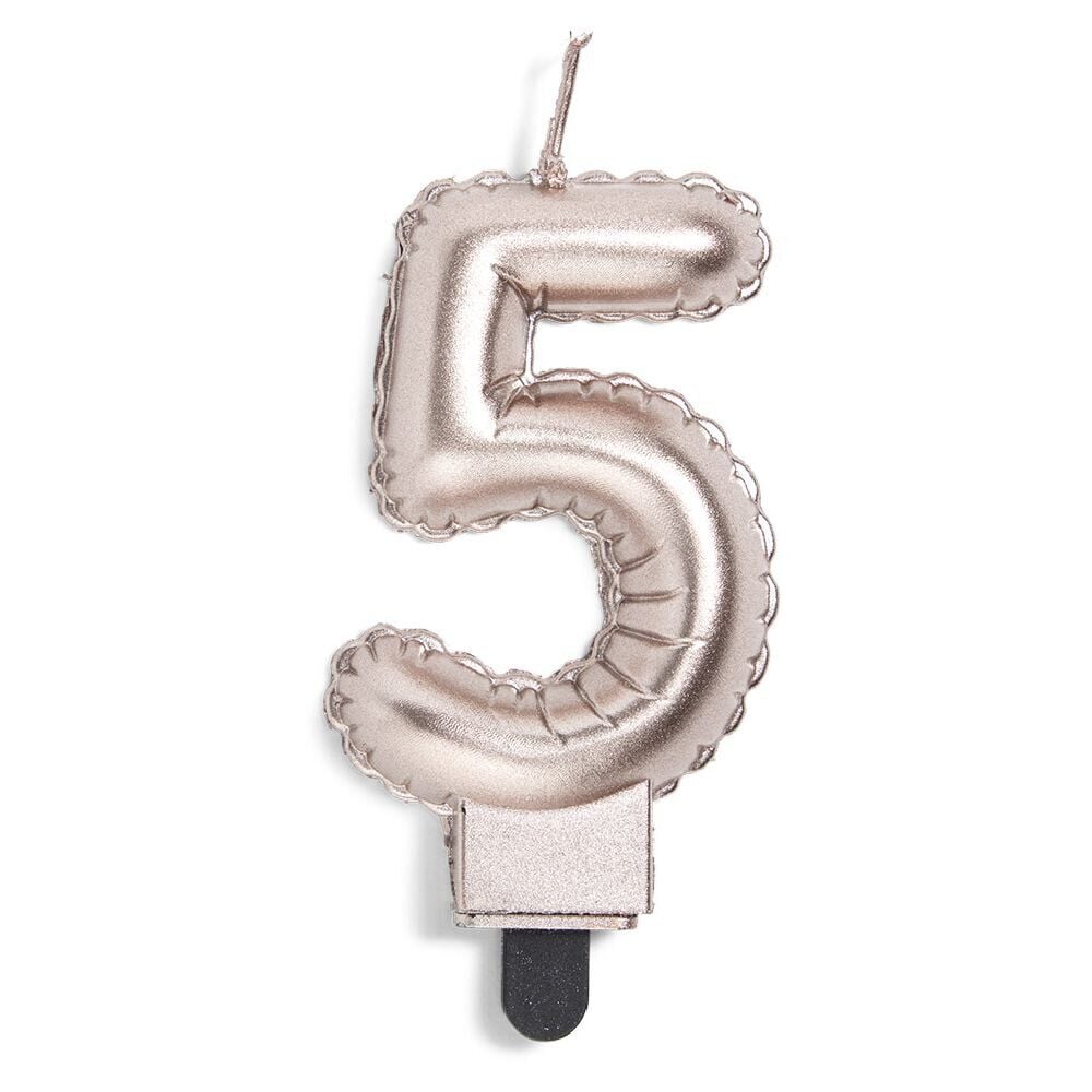 Bougie anniversaire chiffre 5 rose gold