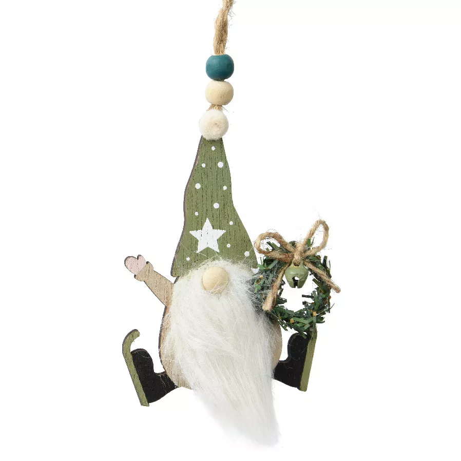 Lutin de Noël à suspendre (H11 cm) Ma couronne Vert
