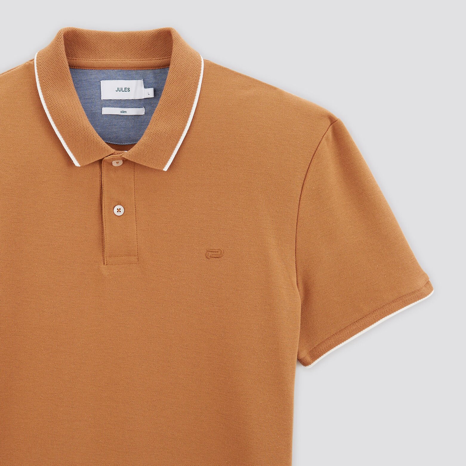 Polo manches courtes uni coton piqué Camel