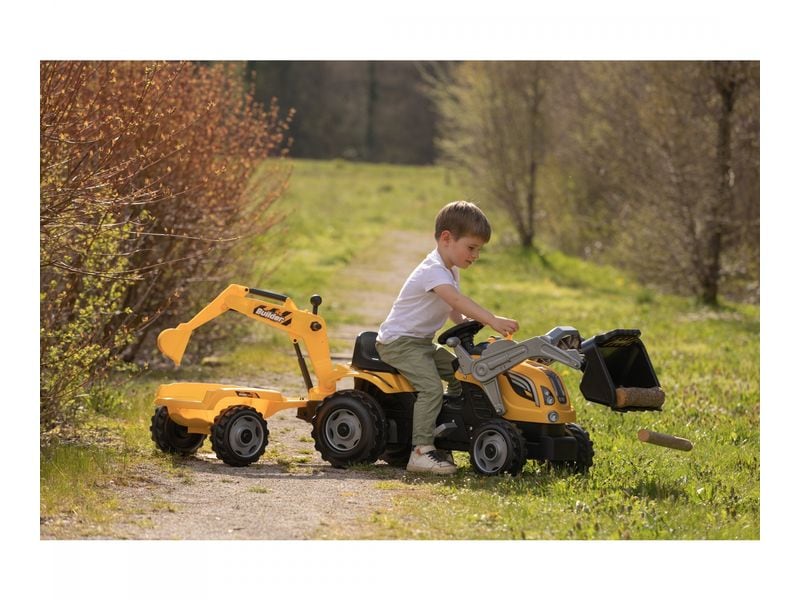 Smoby Traktor Builder Max mit Anhänger Trettraktor mit hochwertiger Ausstattung