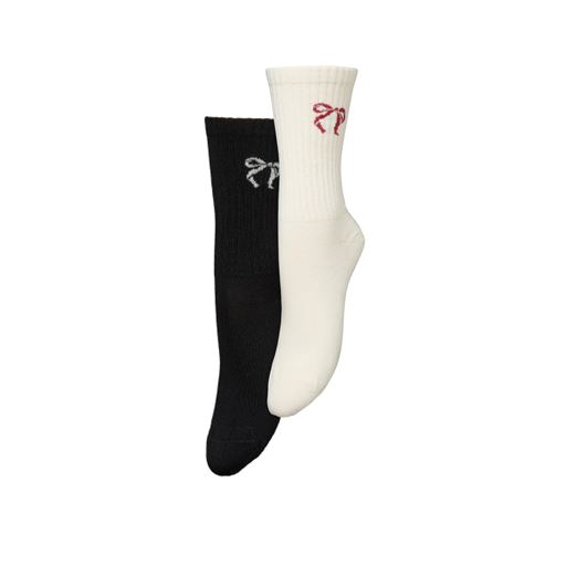 Beck Söndergaard Bow Cotta 2-pak Strømper, Black/White, 39/41