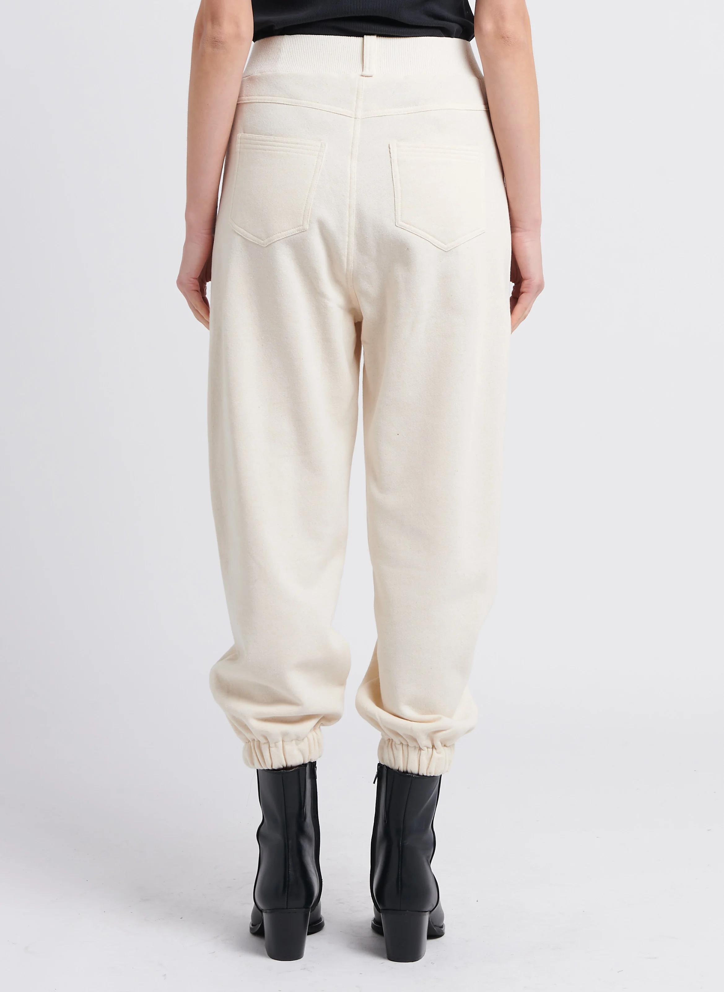 XENIA - Jogging taille haute en coton mélangé | Blanc