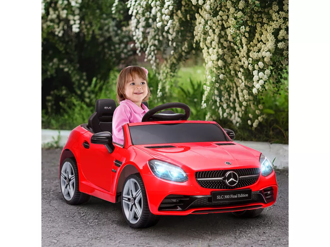 Voiture véhicule électrique enfant 6 V 5 Km/h max. télécommande effets sonores + lumineux Mercedes SLC 300 rouge