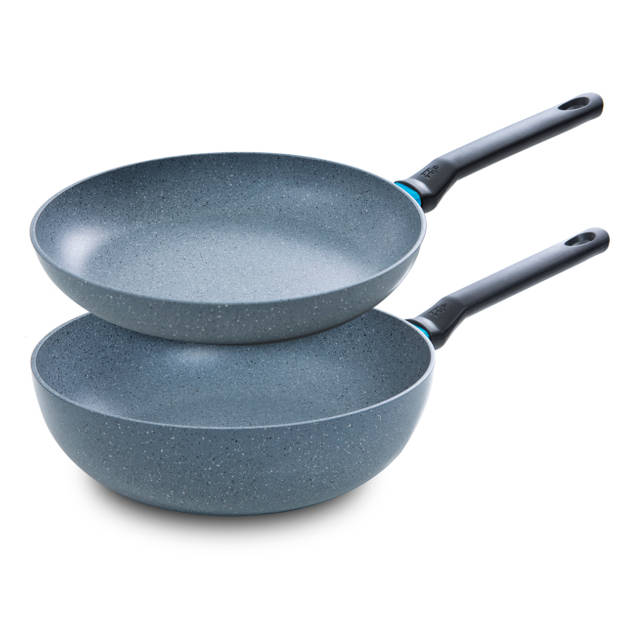 BK Blue Label Granite Koekenpan Ø 24 cm + Wokpan Ø 28 cm - set van 2 stuks