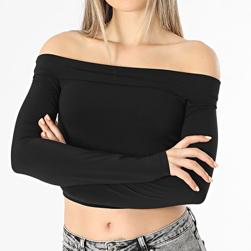 Top Manches Longues Crop Femme Fano Noir