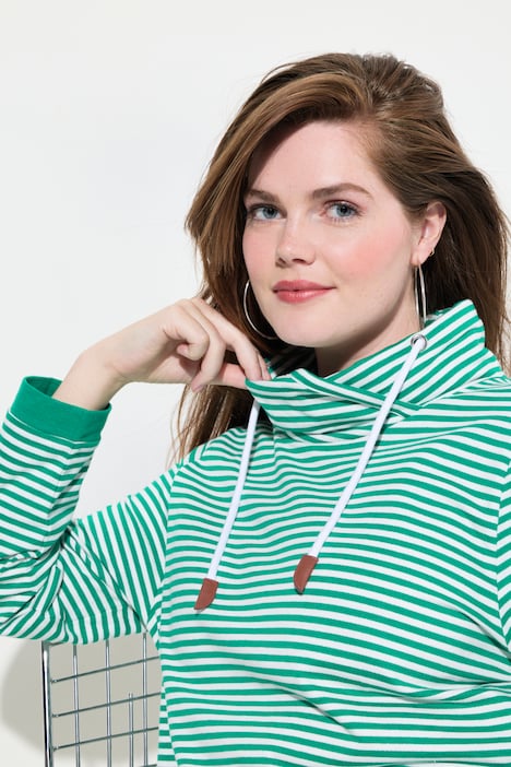 Sweatshirt, Ringel, Classic, Stehkragen, Langarm