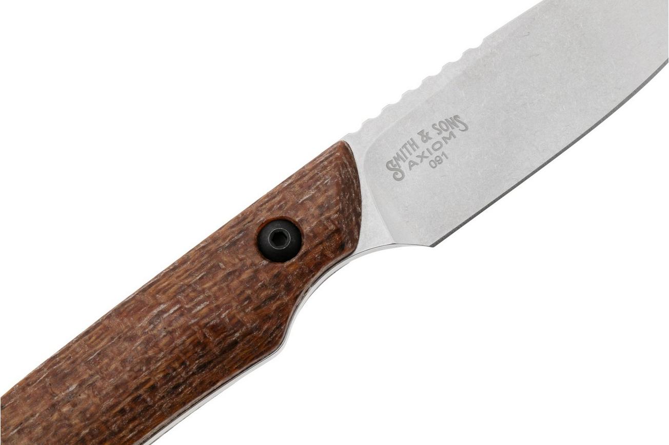 White River Knives Axiom WRSS-AXM-BNA Stonewashed Magnacut, Natural Burlap Micarta, jachtmes, Smith and Sons design