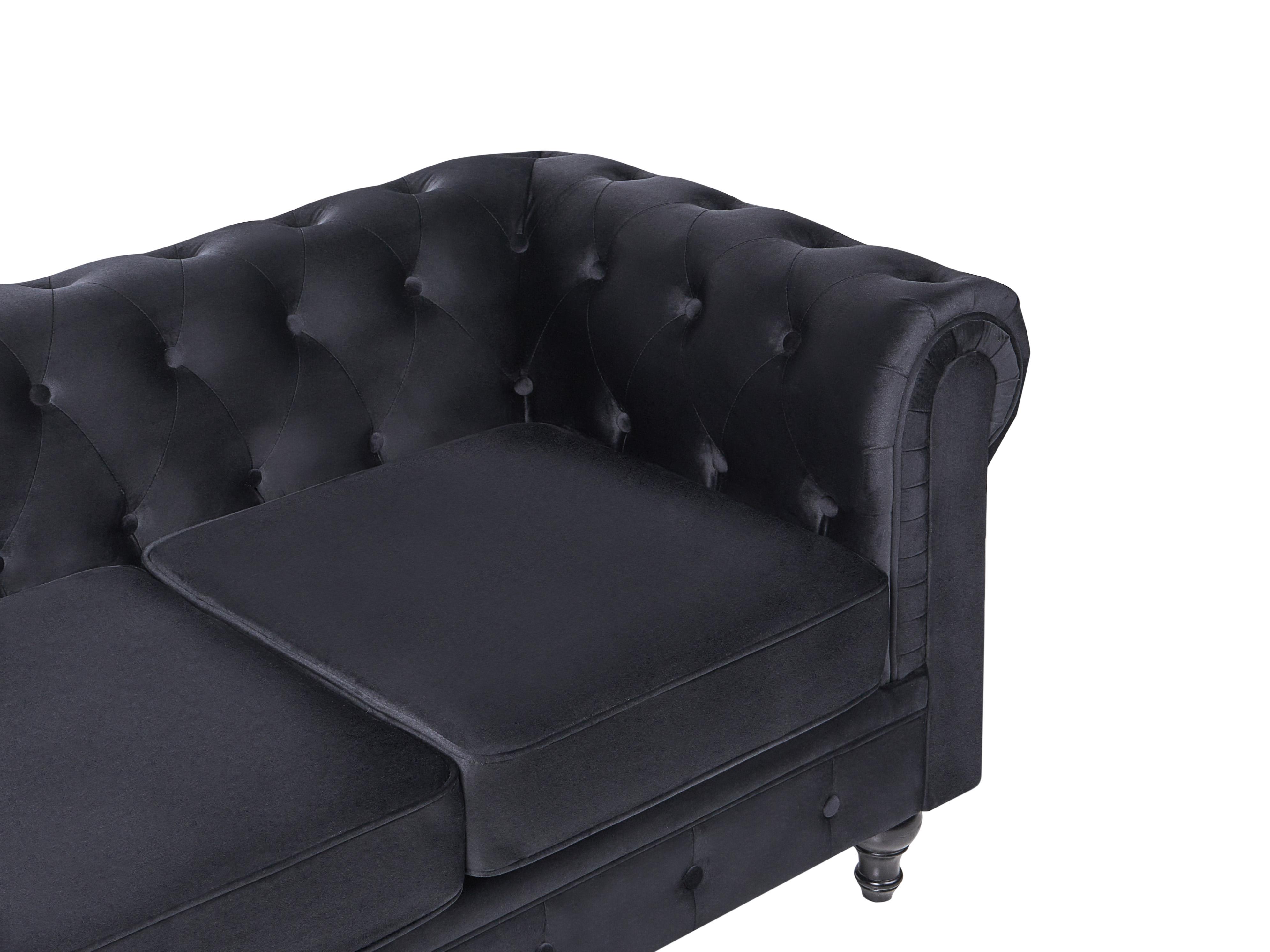 Bankenset 4-zits CHESTERFIELD Fluweel Zwart