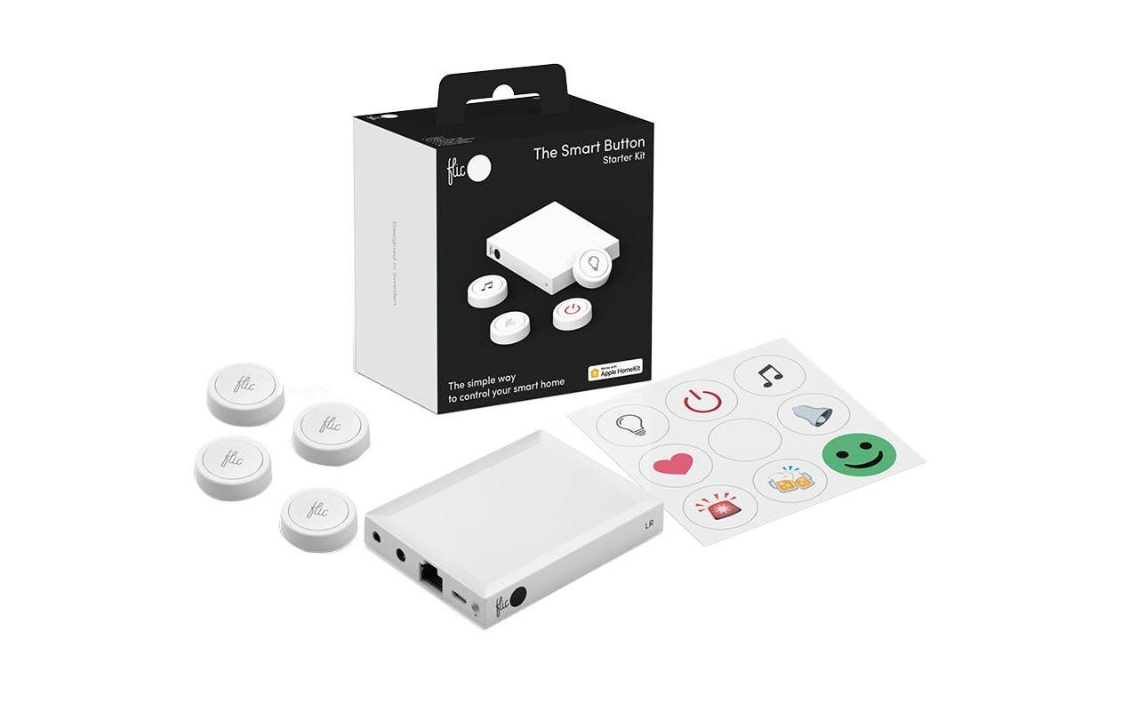 Smart Button Flic 2 Starter Kit<br>Bluetooth Wandsender und Drückknopf mit Bridge