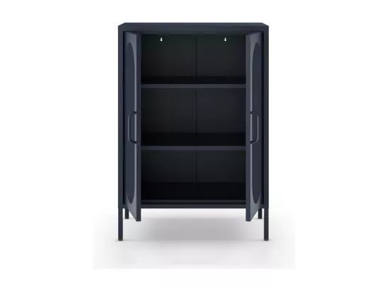 Zio - Buffet 2 portes en métal H100cm - Bleu nuit