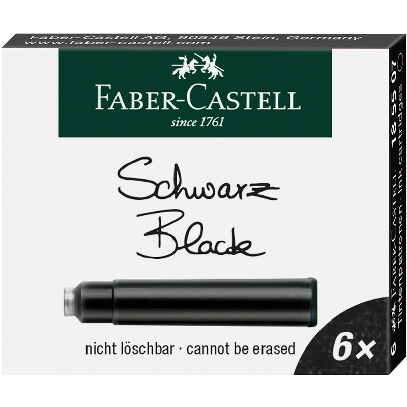 Faber-Castell Tintenpatronen, 6 Stück, schwarz