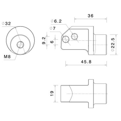 Adaptateur repose pied Rizoma Passager - 22 mm - Noir
