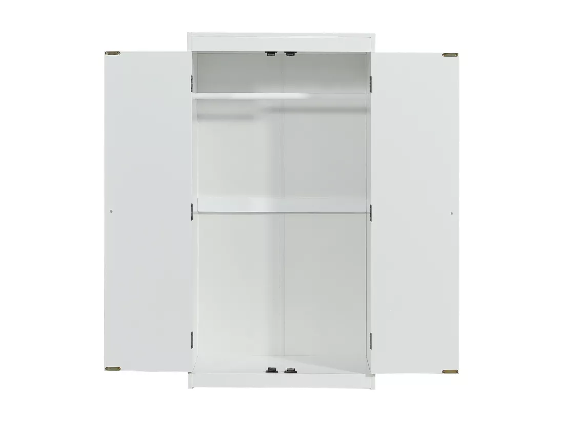 Lit mezzanine en bois 90x200 cm - avec bureau + armoire + toboggan - Blanc