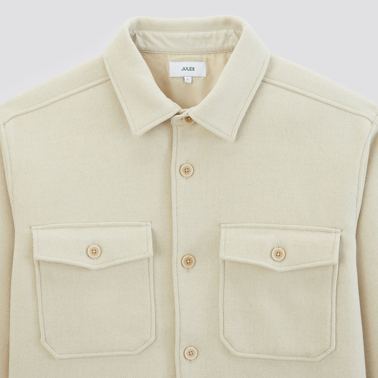 Surchemise regular unie laine polyester recyclé Beige