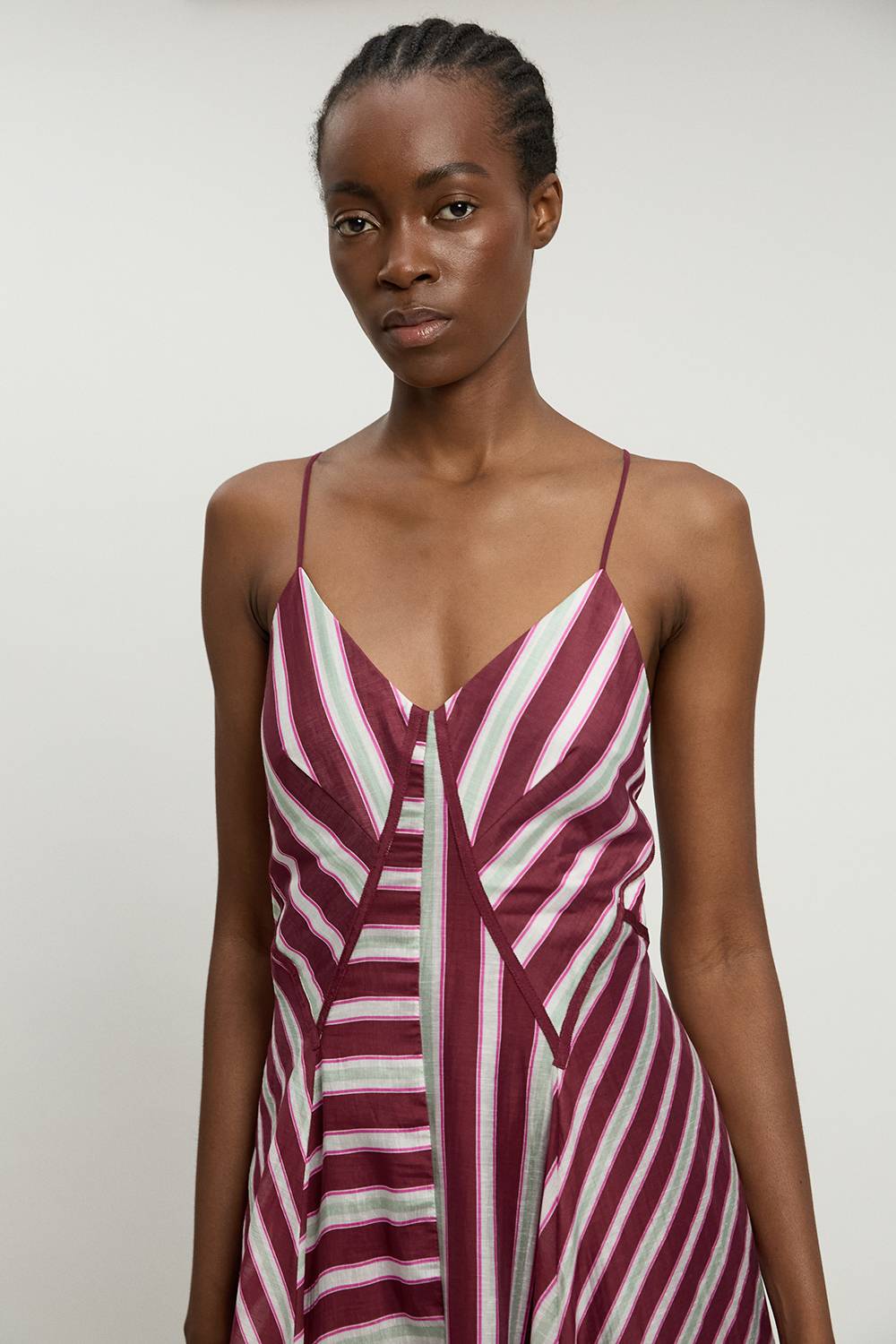 KarenMillen Robe Midi Tissée À Rayures Et Bretelles Fines