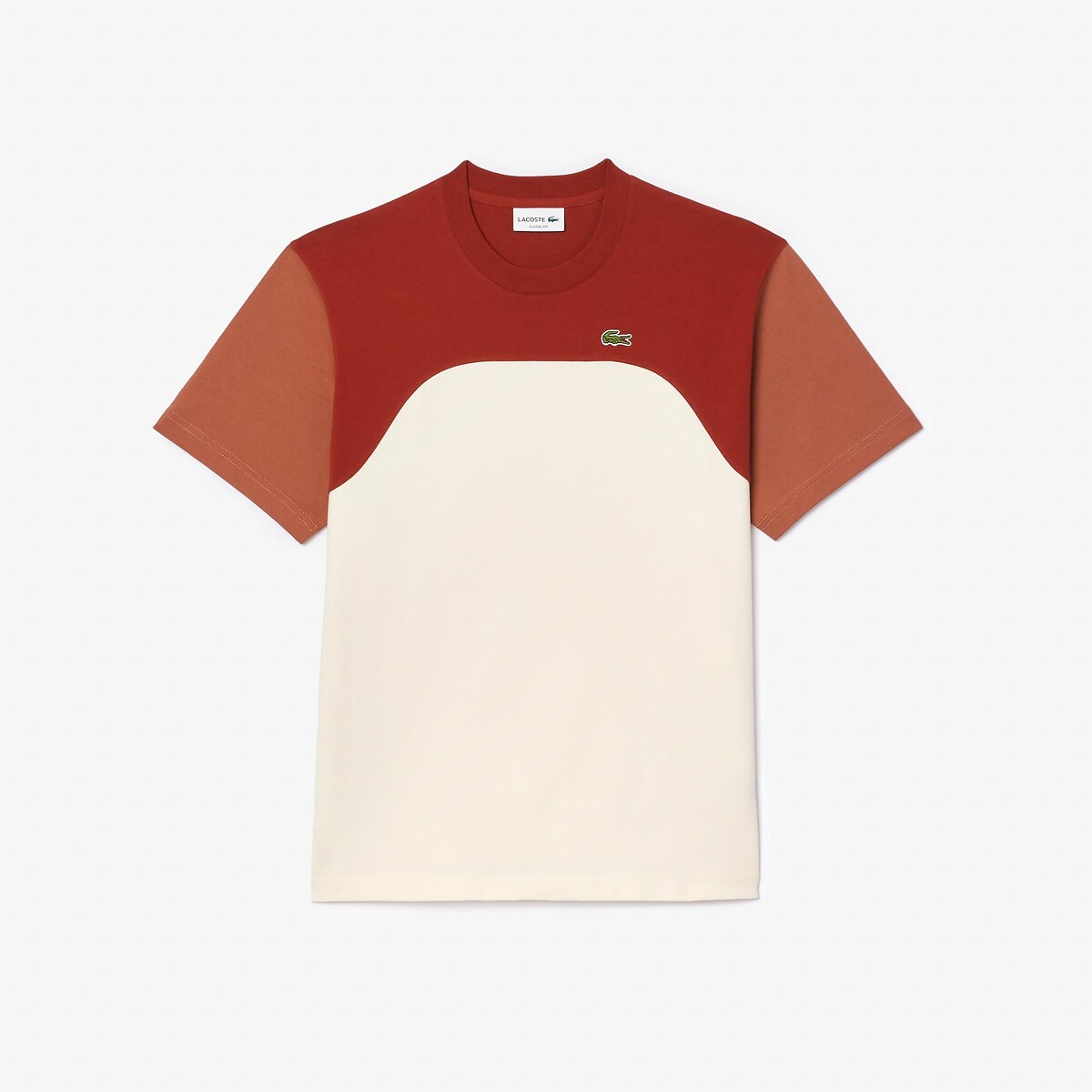 LACOSTE<br>Camiseta de manga curta em algodão com blocos de cor