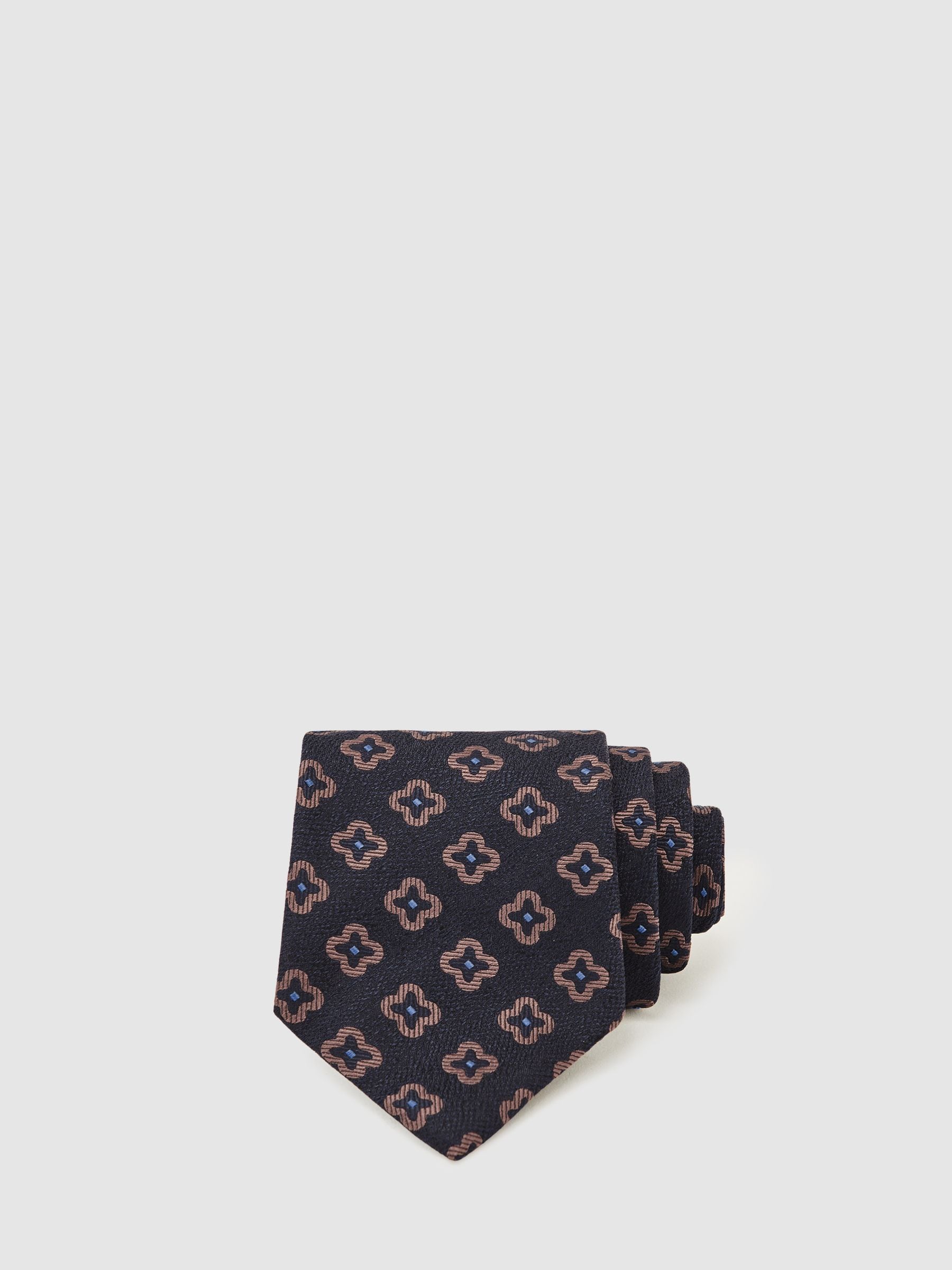 Reiss Omero Silk-Wool Floral-Medallion Tie