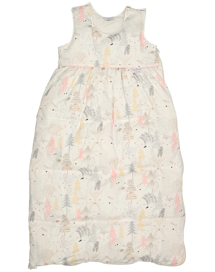 Daunen-Schlafsack WALDTIERE in offwhite/rose
