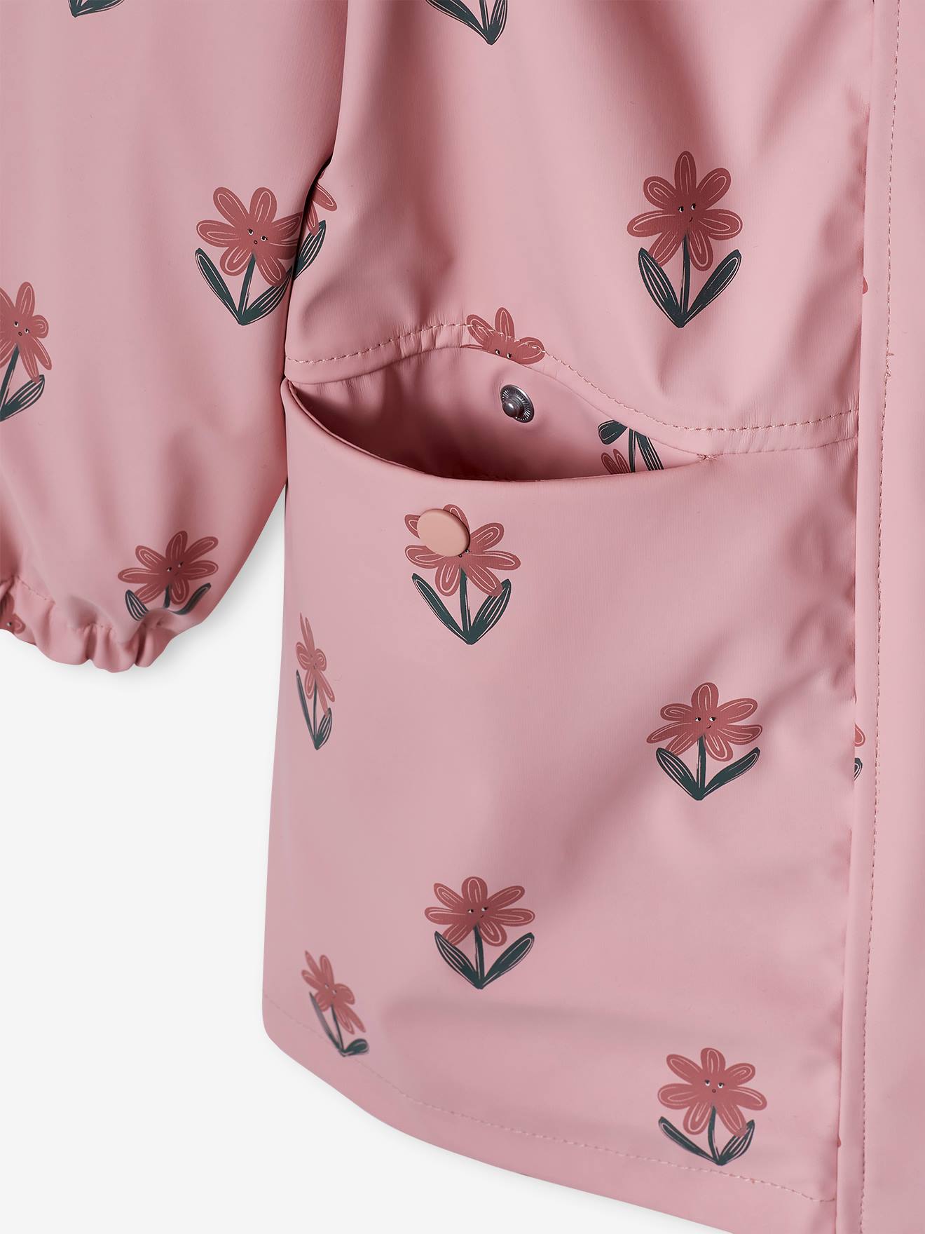 Capa de chuva com capuz e motivos florais, para meninas 6476