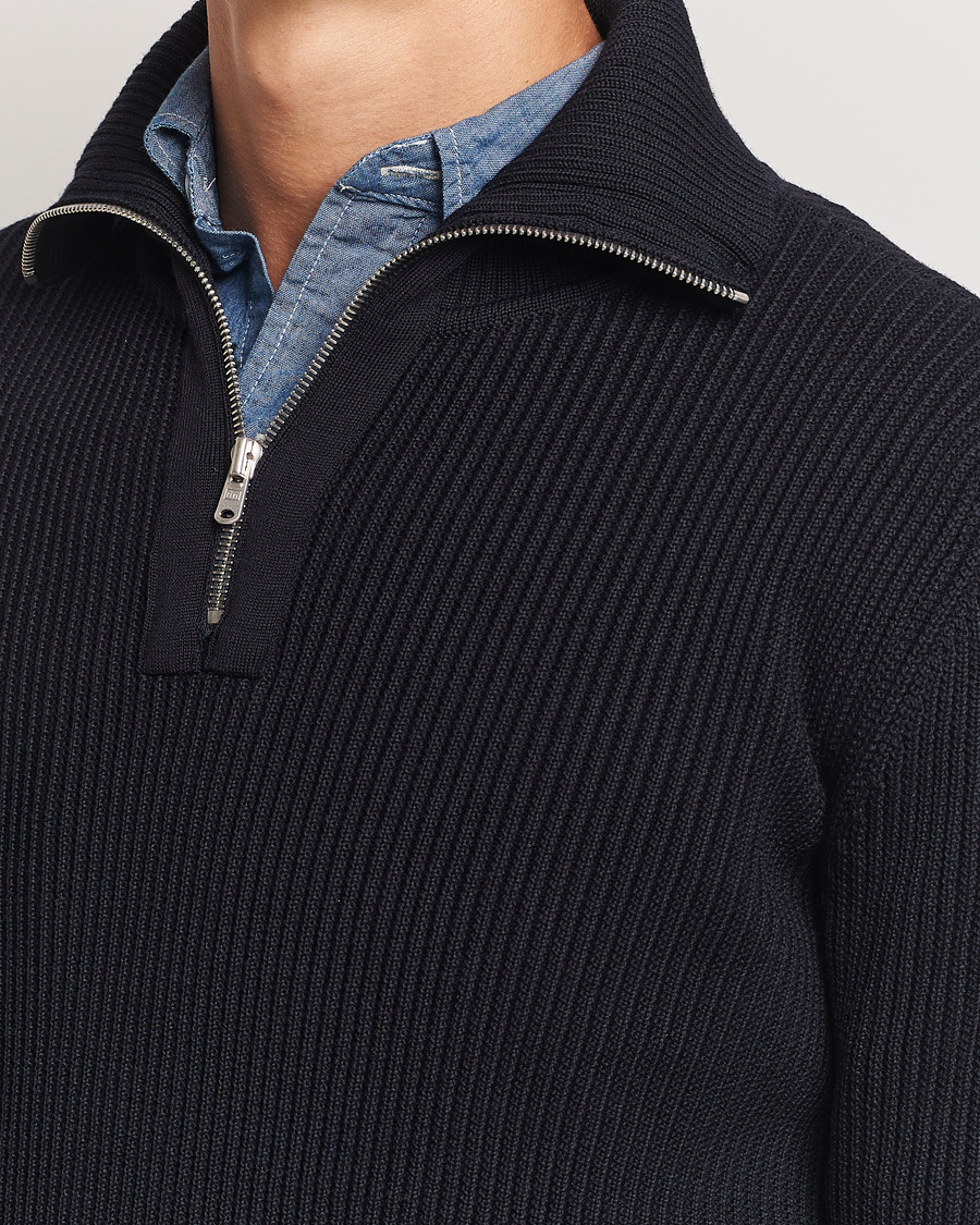 S.N.S. Herning Fender Wool Half Zip Navy Blue